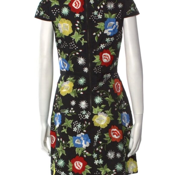 Alice + Olivia Ellen Black Floral Embroidered A-line Cotton Mini Dress $540 - Picture 9 of 13